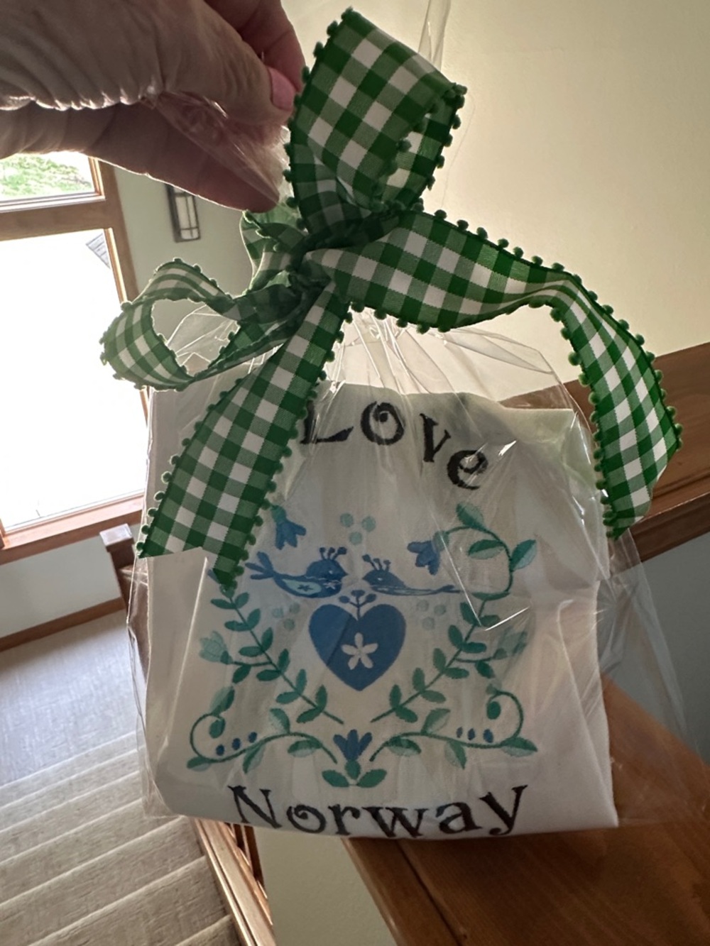 Embroidered Kitchen Towel with Blue Birds Design